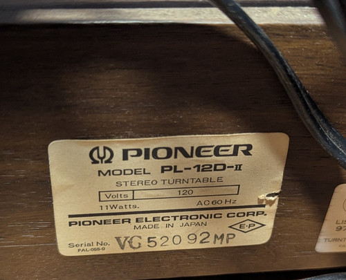 Vintage pioneer 12d - pioneer, pl-12d-ii